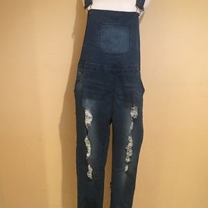 Fashion Nova Denim Overalls Large